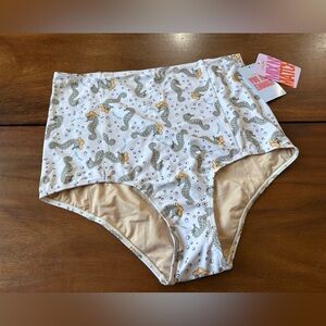 Kortni Jeane High-Waisted Swim Bottoms - White and Green